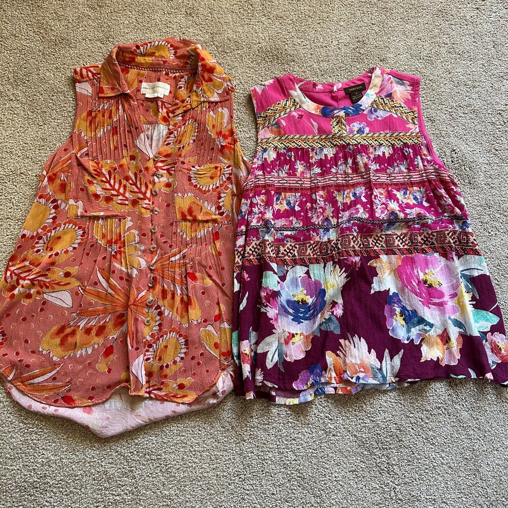 2 Sleeveless By Anthropologie Tops, Boho & Colorful!
